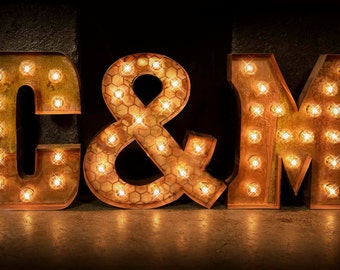 3 Letter Package, Marquee letters, marquee light, carnival letter, wedding, Lighted MARQUEE SIGN, Marquee Initials Package: Thick Book font