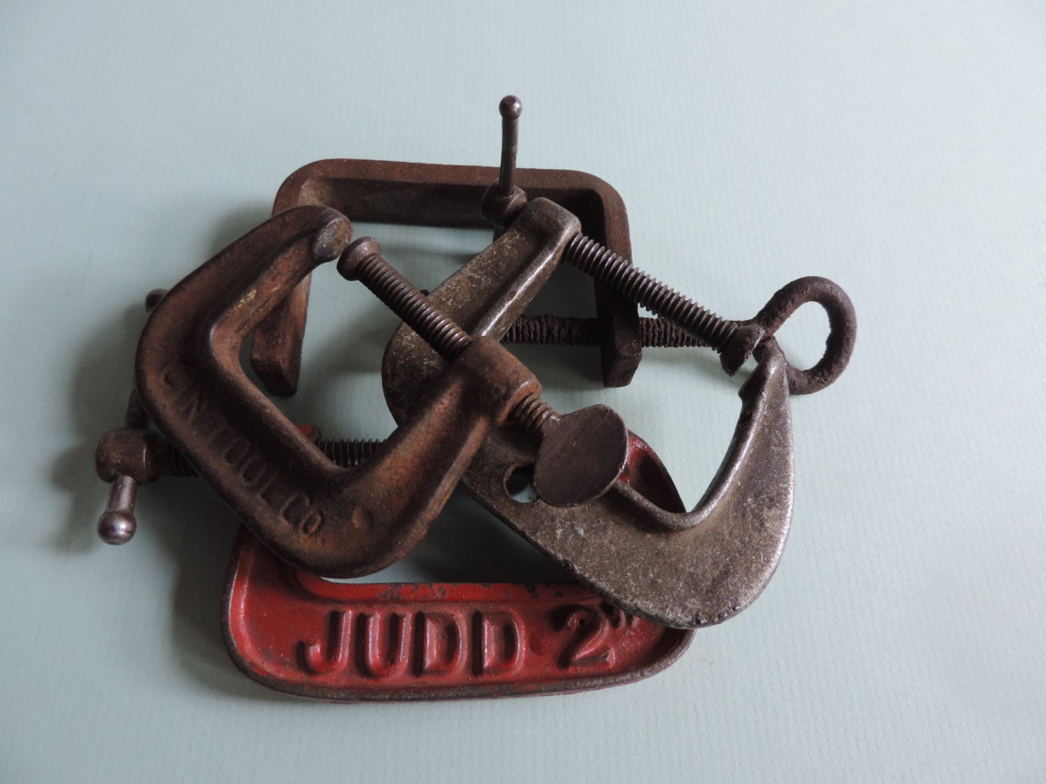 Vintage Industrial Clamps Rustic Primitive Miniature Clamps