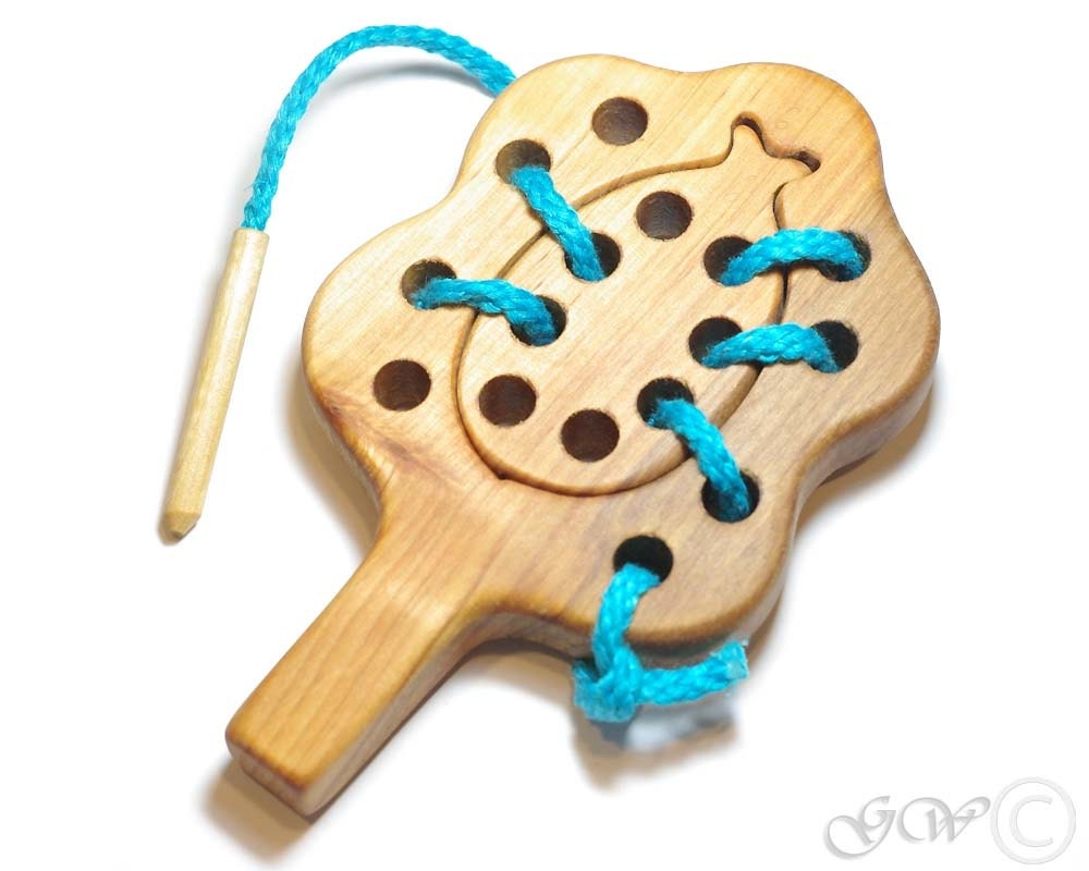 wooden lacing beads toy