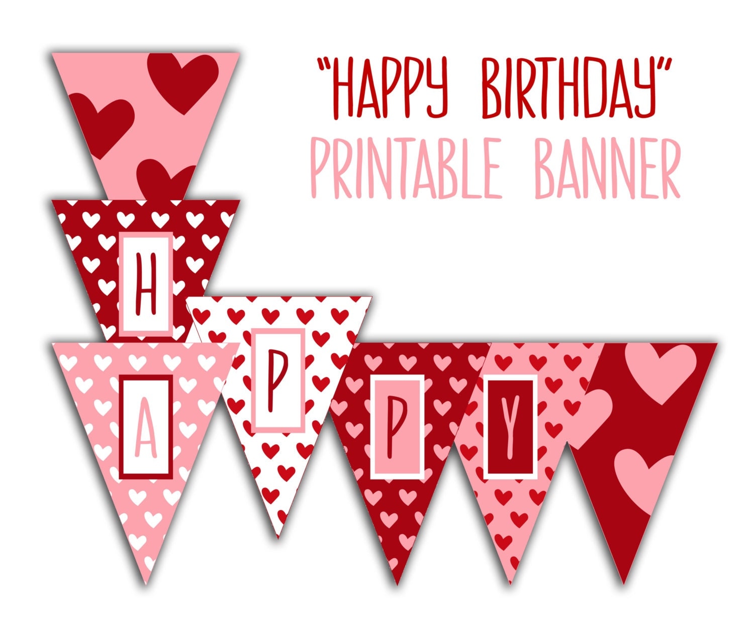 Happy Birthday Banner Birthday Party Printable Sign Red