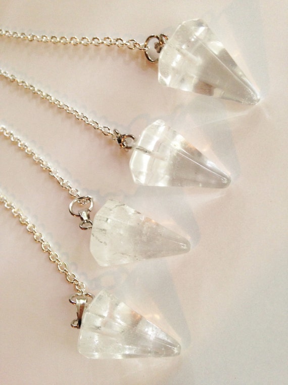 Chakra Pendulum Clear Quartz Crystal Faceted Pendulum with