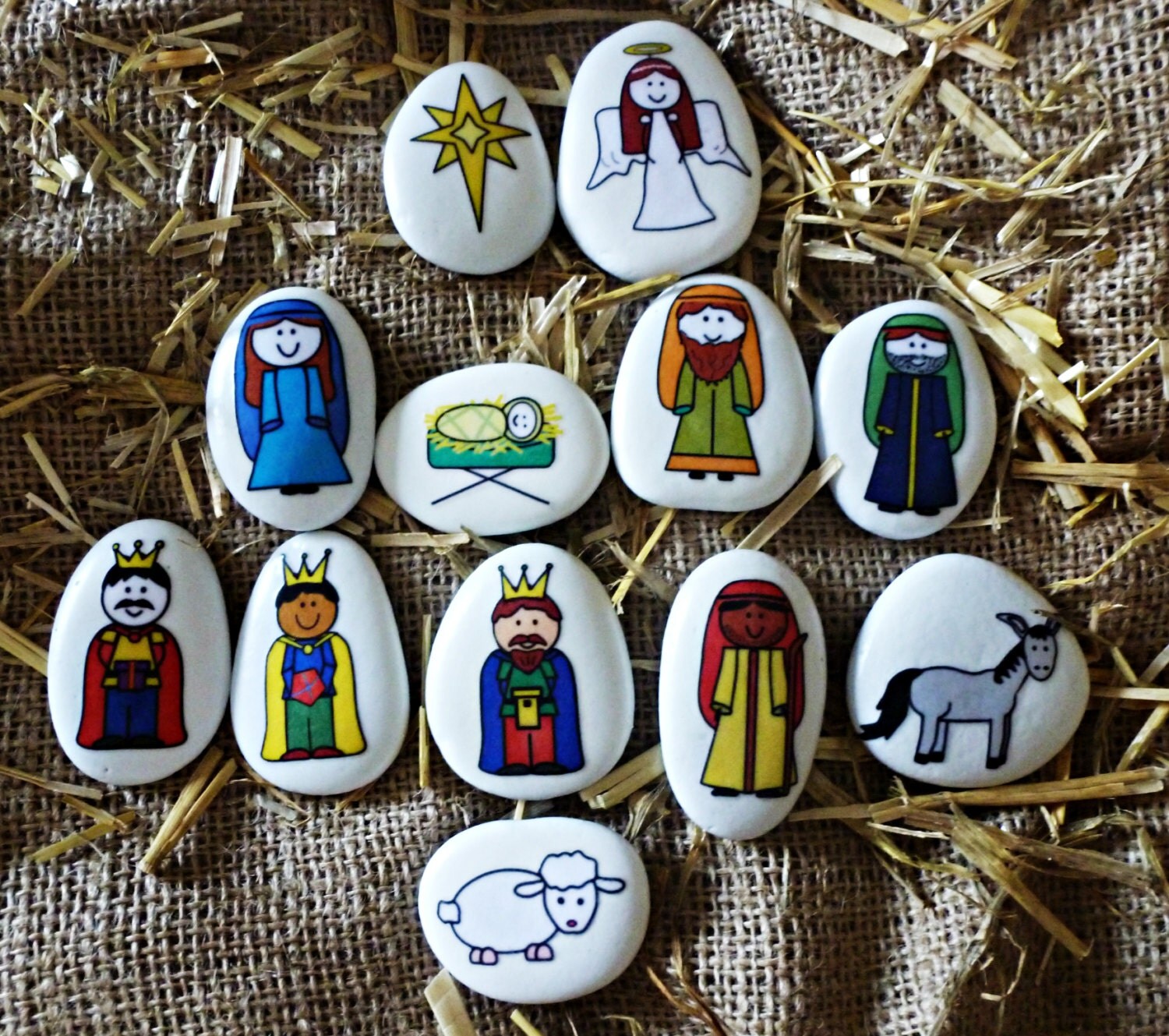 Nativity story stone set by STORYSTONESLOU on Etsy