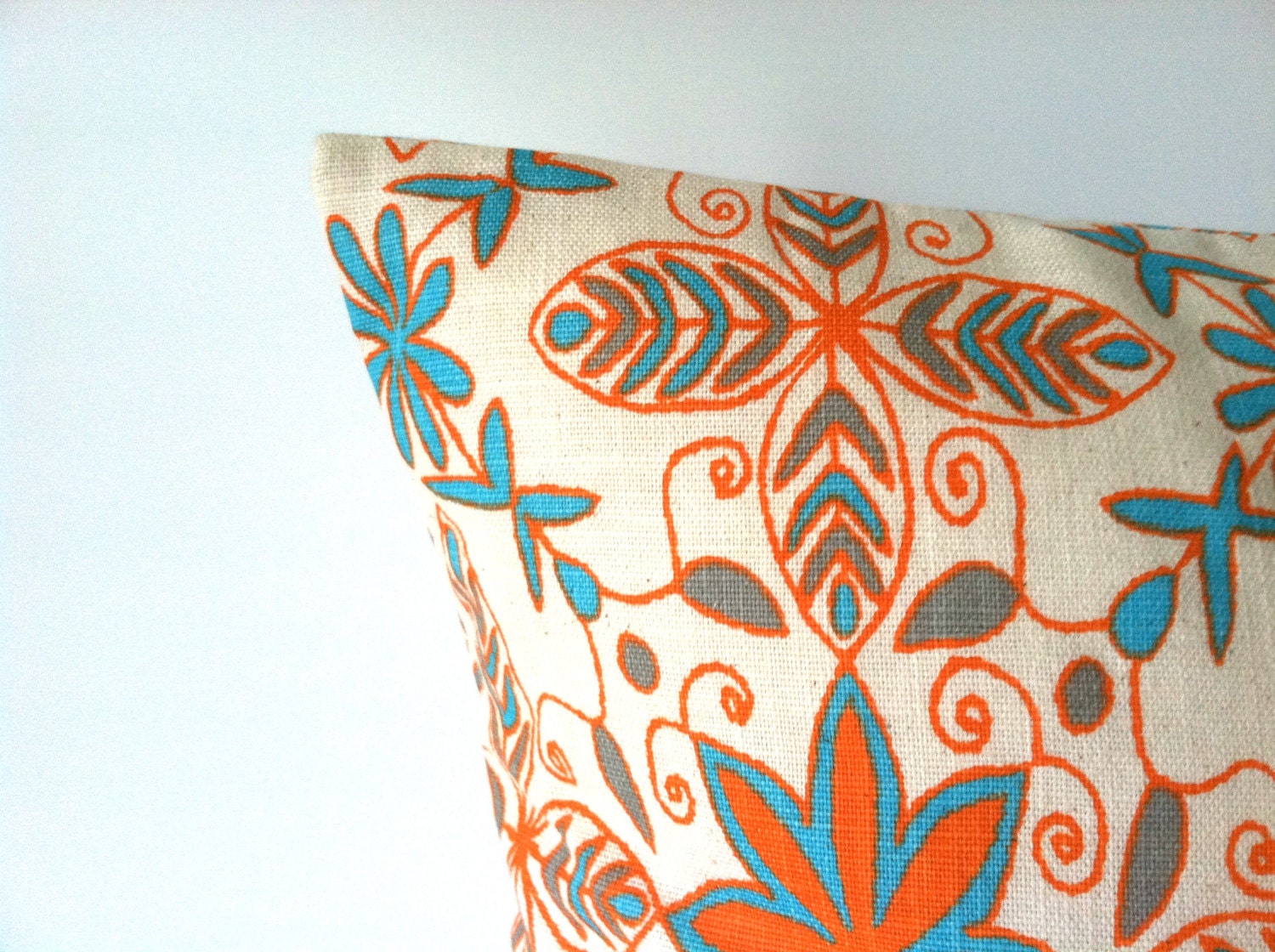 Turquoise Orange Pillows One 18 x 18 Blue Orange by PillowStyles