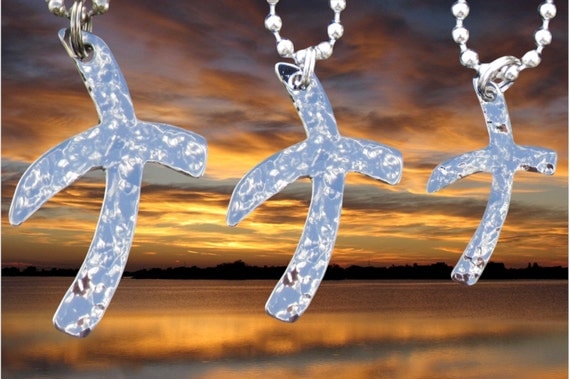 Silver Hand Hammered Cross Crossed Roads Necklace Pendant 3 Sizes Womens Mens Boys Girls Christian Jewelry - Saint Michaels Jewelry