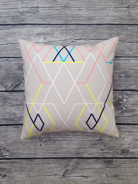 Geometric print pale grey cushion cover by weareportmanteau