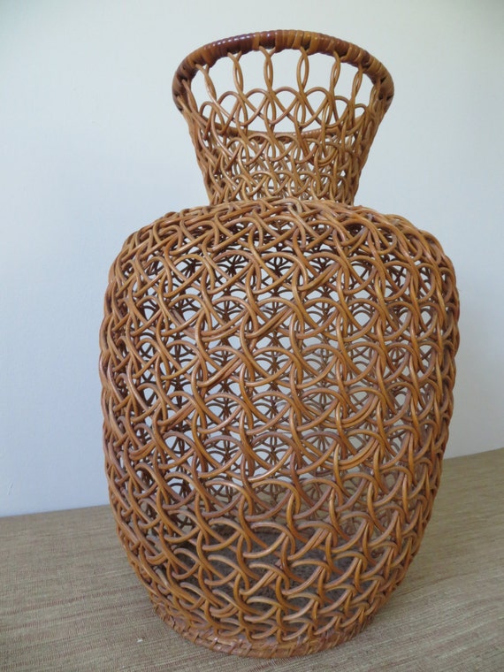 Vintage Tall Woven Wicker Vase