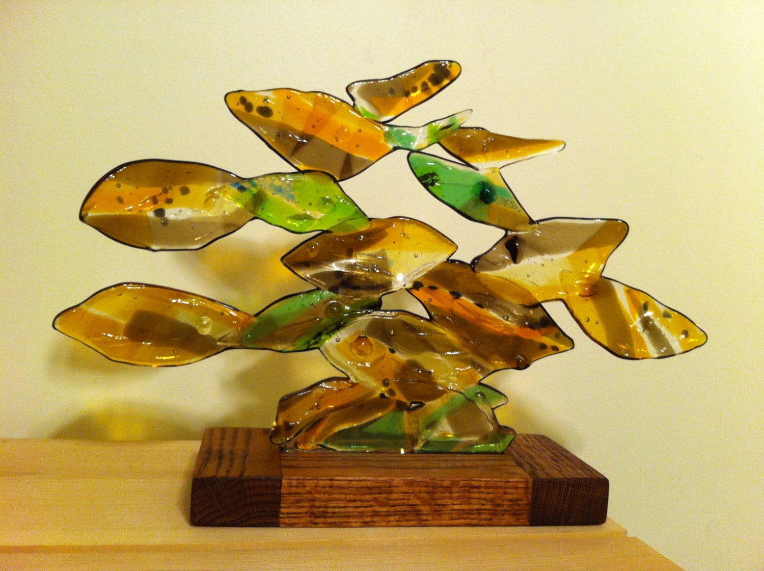 Fused Glass Fish Sculpture Abstract Sculpture Glass Art