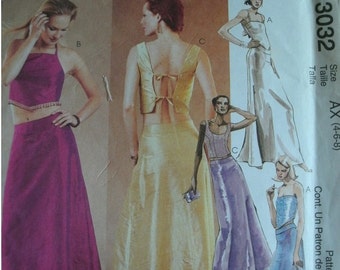 Misses Lined Tops and Lined Skirt Sizes 4-6-8 McCalls Evening Elegance Pattern 3032 - Younger Evening Wear Styling UNCUT dated 2000