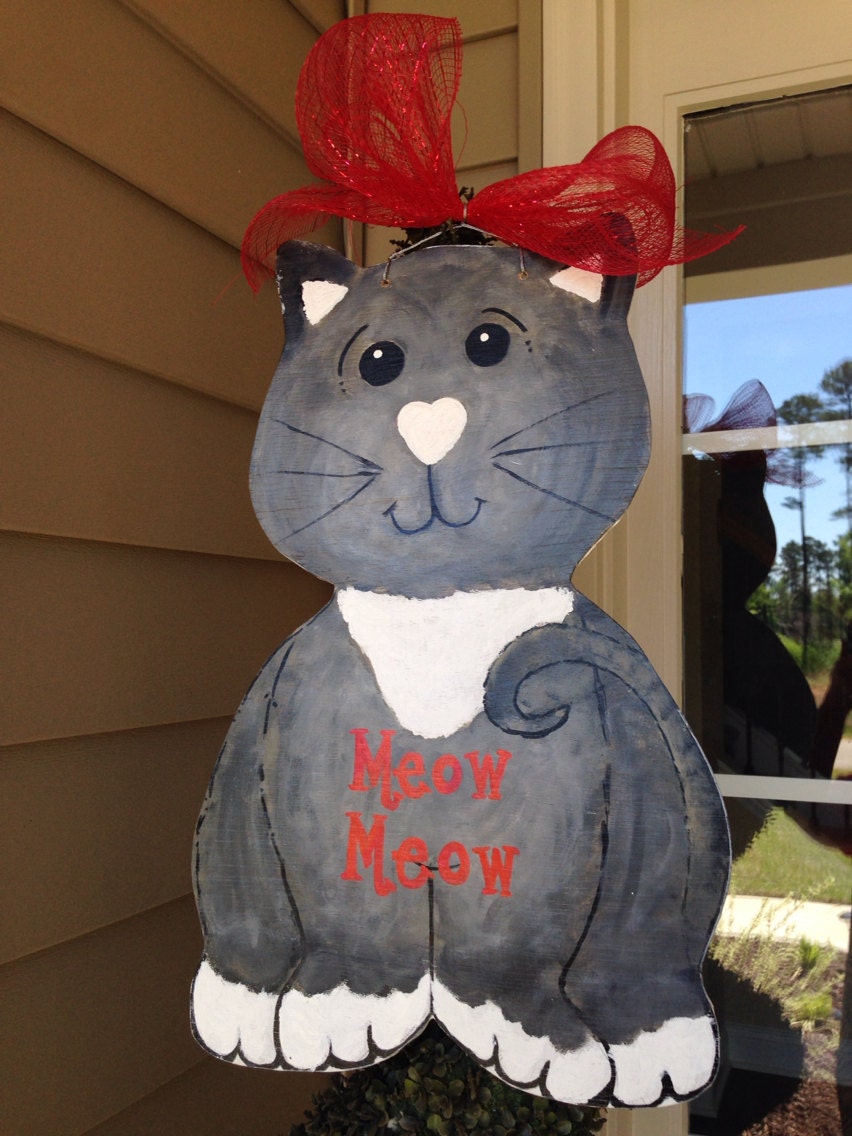 Cat Door Hanger Kitten Door Hanger Personalized Cat Wreath