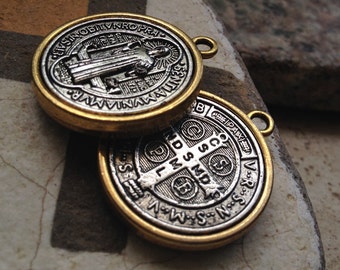 100 pcs Tiny 9mm12mm St. Benedict Saint Charms Medals