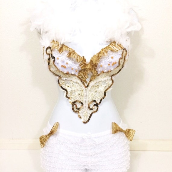 Gold Angel Costume rave clothing edc rave costume white wonderland