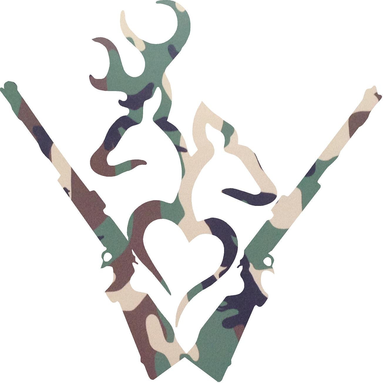 Camo Buck and Doe Heart Decal Browning Style Vinyl window