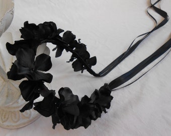 Dark Romance Goth Flower Crown Headband Black Floral Hair Wreath ...
