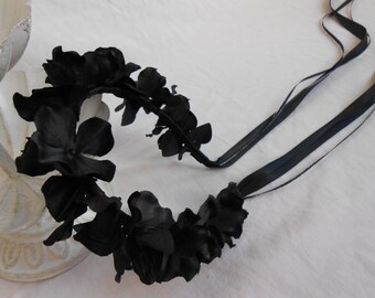 Dark Romance Goth Flower Crown Headband Black Floral Hair Wreath ...