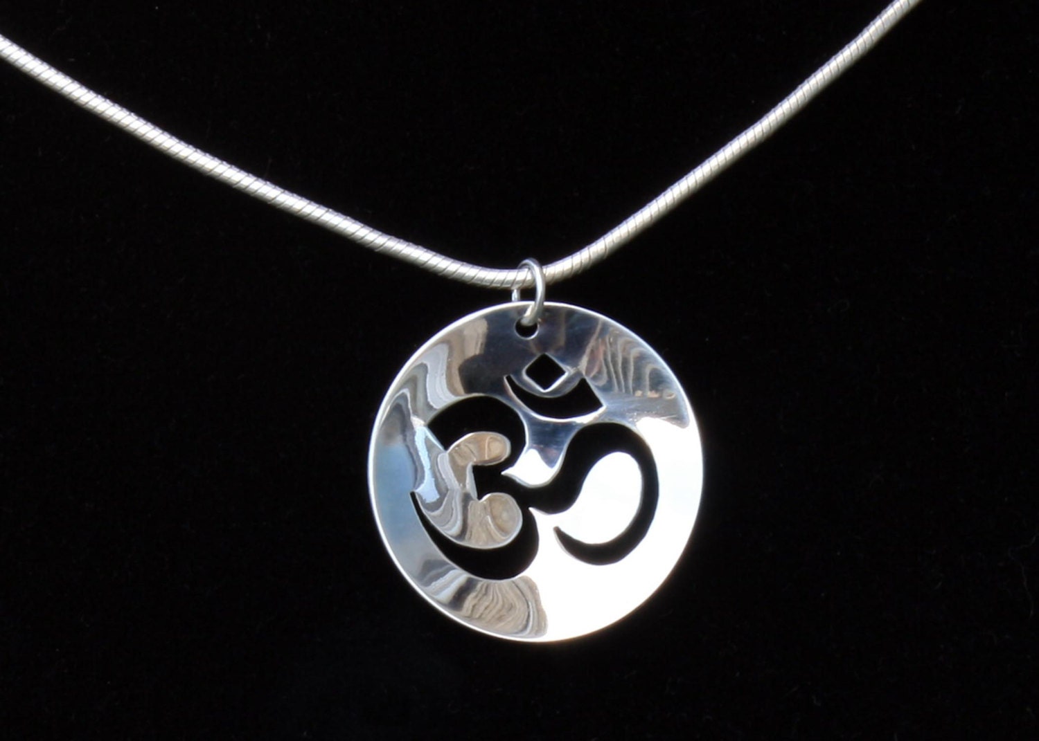 Silver Om Necklace Sterling silver om pendant yoga jewelry