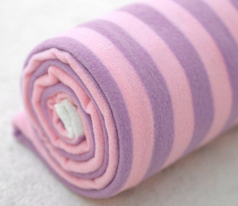 Fleece Fabric 0.78 2 cm Stripe Pink & Purple By The