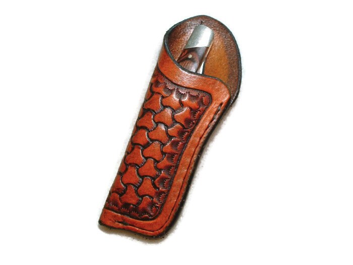 Custom Leather SMALL Pocket Knife Sheath without belt loop