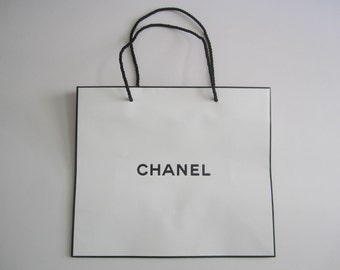 Lot of 3 of Authentic CHANEL Bag / White Paper Shopping Bag with Black ...