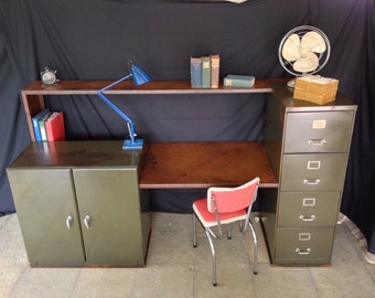 vintage industrial office desk, reception desk, vintage furniture