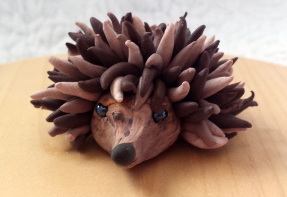 Items similar to Hedgehog Porcupine Polymer Clay Miniature Sculpture ...