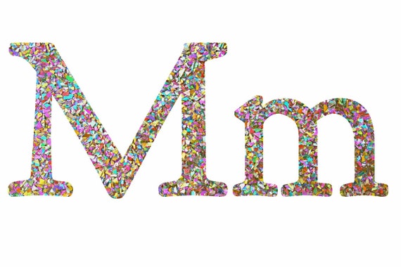 Glitter Letter M Resin Letter Filled with by WordosaurusText