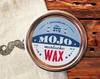 MOJO Mustache Wax for mustache grooming and styling. Comes in a rugged bag.