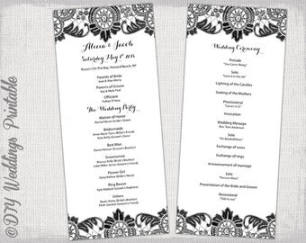 DIY Program Template Black Antique Lace Wedding Order Of Ceremony And White Printable DIY Program Template Black Antique Lace Wedding Order Of Ceremony And White Printable