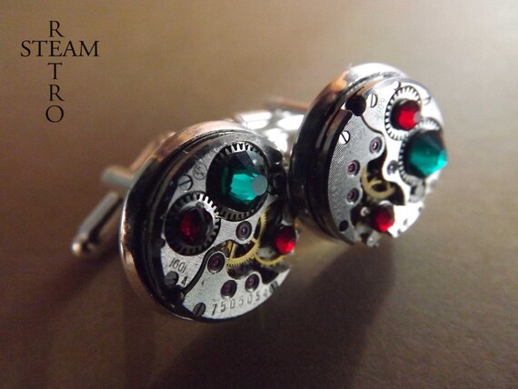 Swarovski Steampunk Cufflinks - Steampunk Jewelry by Steamretro by SteamretroUSA steampunk buy now online Swarovski Steampunk Cufflinks - Steampunk Jewelry by Steamretro by SteamretroUSA steampunk buy now online