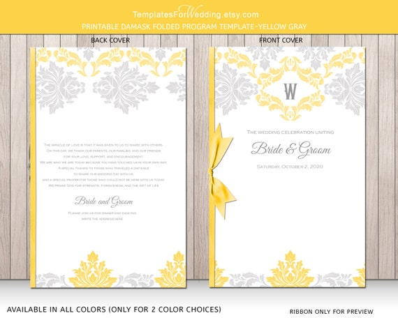 Wedding Program Template Booklet Printable By