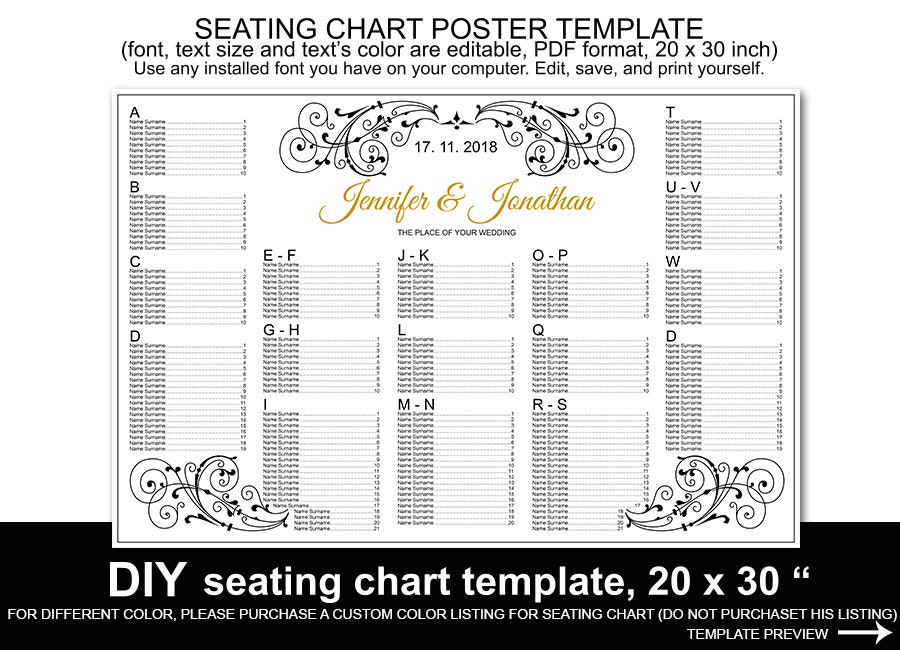 Free Wedding Seating Chart Poster Templates
