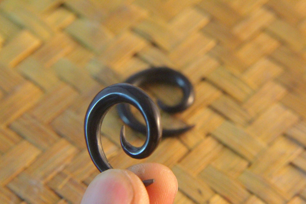 6g Gauges Spiral Horn Earrings 5/32 4mm 6ga Ear by OrganicPiercing