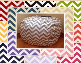Bean Bag Chair Cover. Chevron Bean Bag Chair Reader's Nest. COVER ONLY. Beanbag chair. Floor Cushion. Stuffed Animal Storage