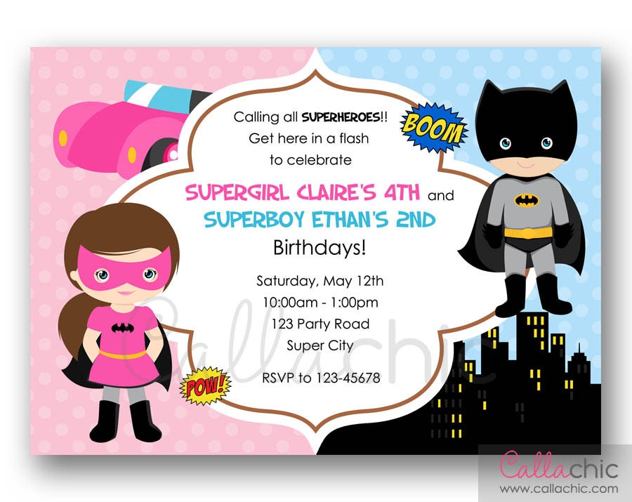 Batman and Batgirl Birthday Invitation PRINTABLE by CallaChic