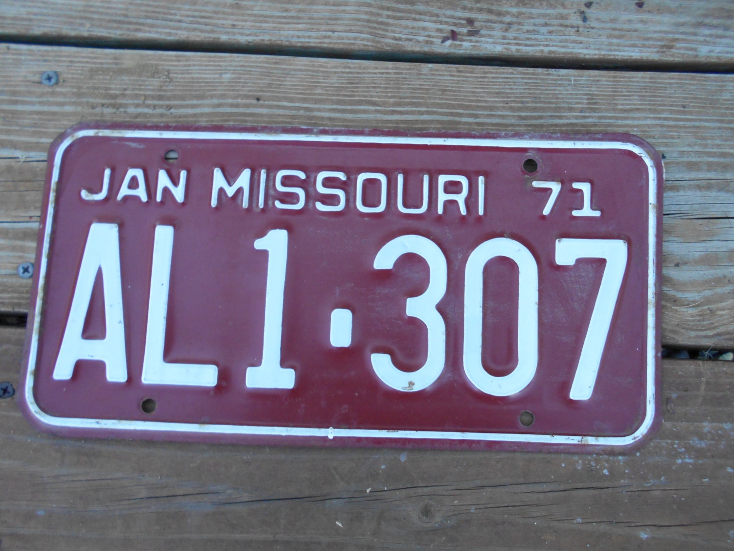 Missouri license plate Vintage license Jan 1971 Adair County