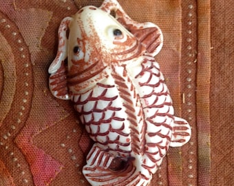 Hand Carved Bone Koi Fish Bead