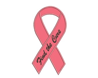 Breast Cancer Ribbon - Find the cure Machine Embroidery Digitized Design Applique Pattern - Instant Download - 4x4 , 5x7, and 6x10 -hoops
