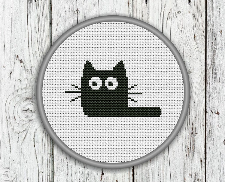 Black Cat Counted Cross Stitch Pattern PDF Instant Download