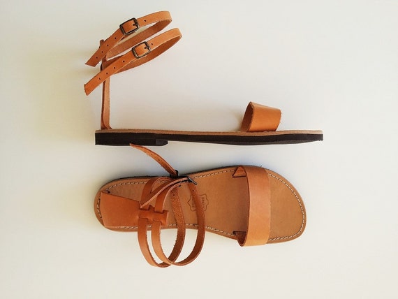 Women Open Toe Leather Sandals - Women Handmade Greek Sandals