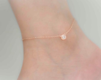 Rose gold anklet, rhinestone anklet, sideways anklet, rose gold, ankle bracelet, foot bracelet, rose gold ankle bracelet, bridesmaid gift