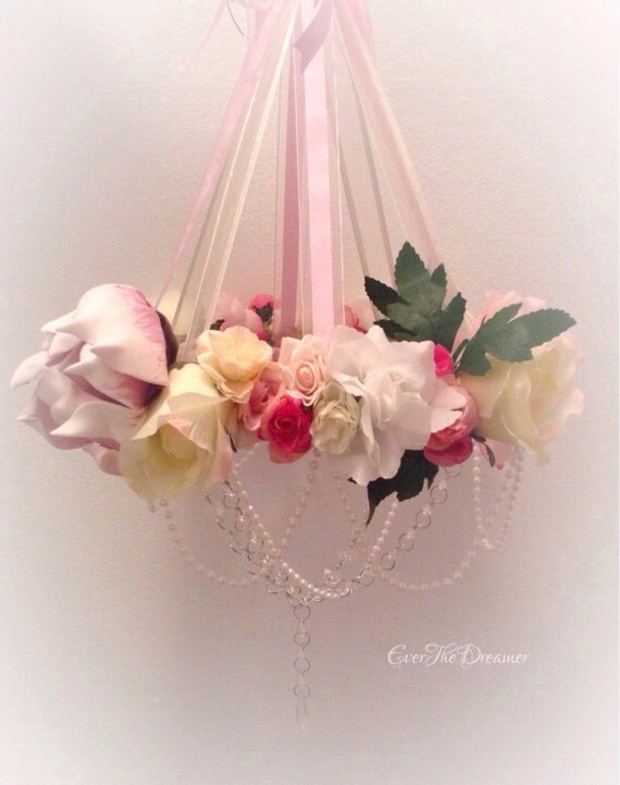 Rose Garden baby mobile chandelier shabby chic baby girl