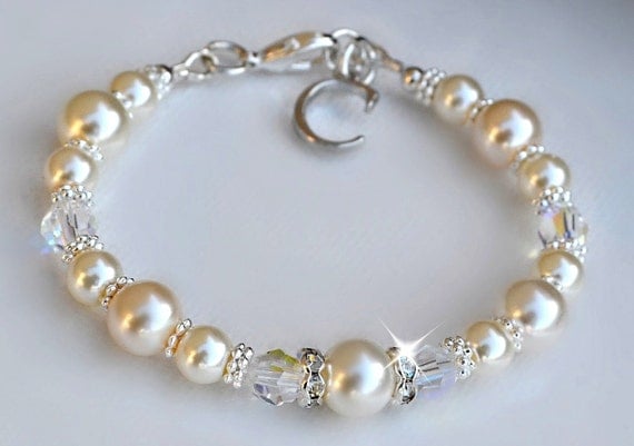 Pearl and Swarovski Crystal Personalized Bracelet