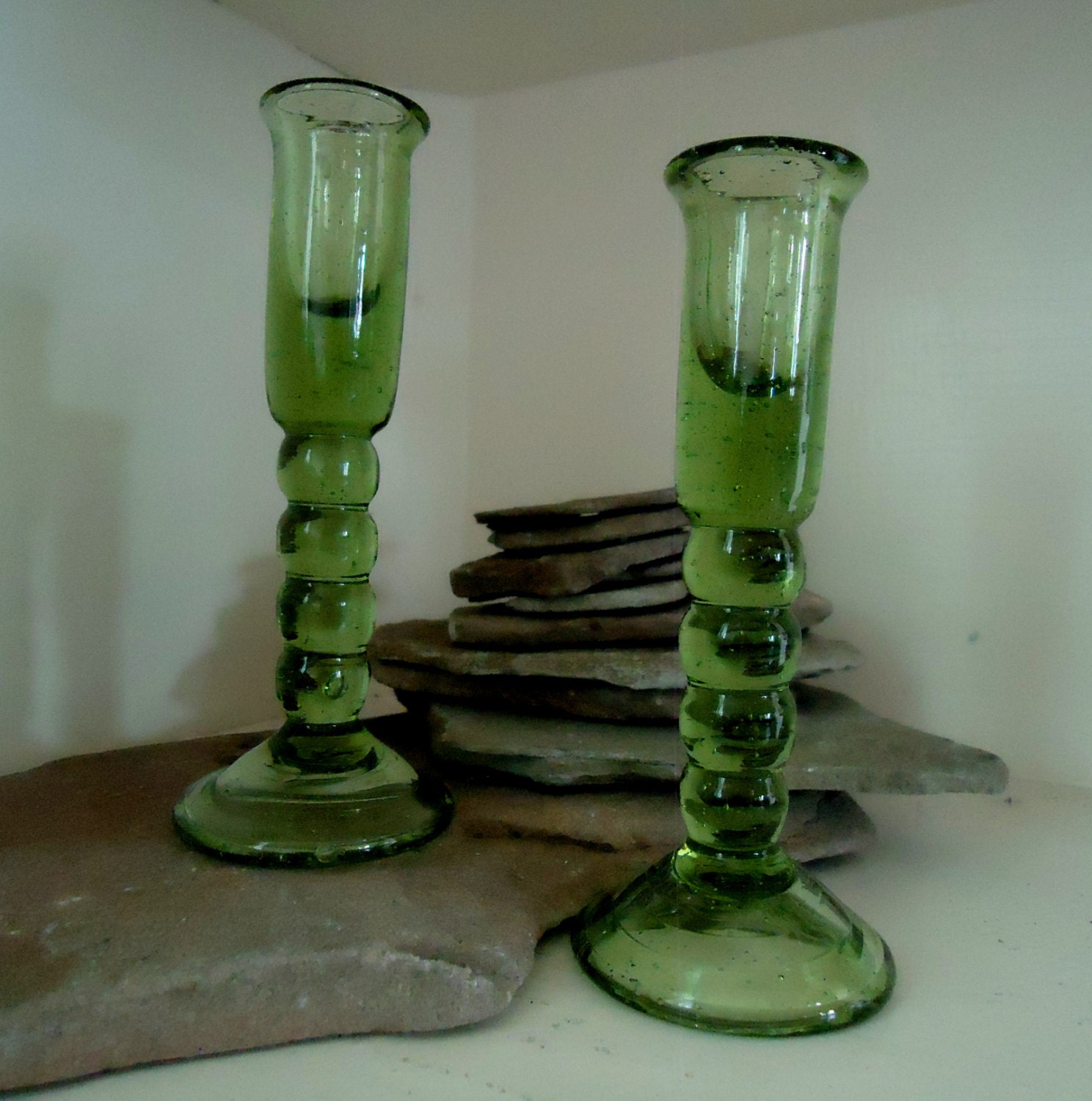 Vintage Hand Blown Candle Holders