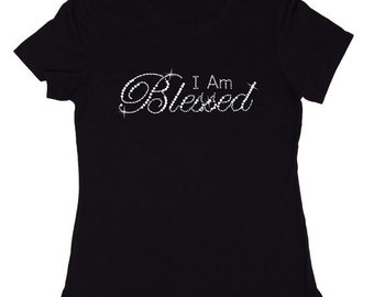 I Am Blessed Rhinestone Tee - Christian Blessings Rhinestone T-Shirt