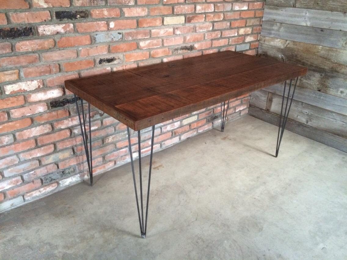 THE EMERSON Reclaimed wood desk w/ hairpin legs