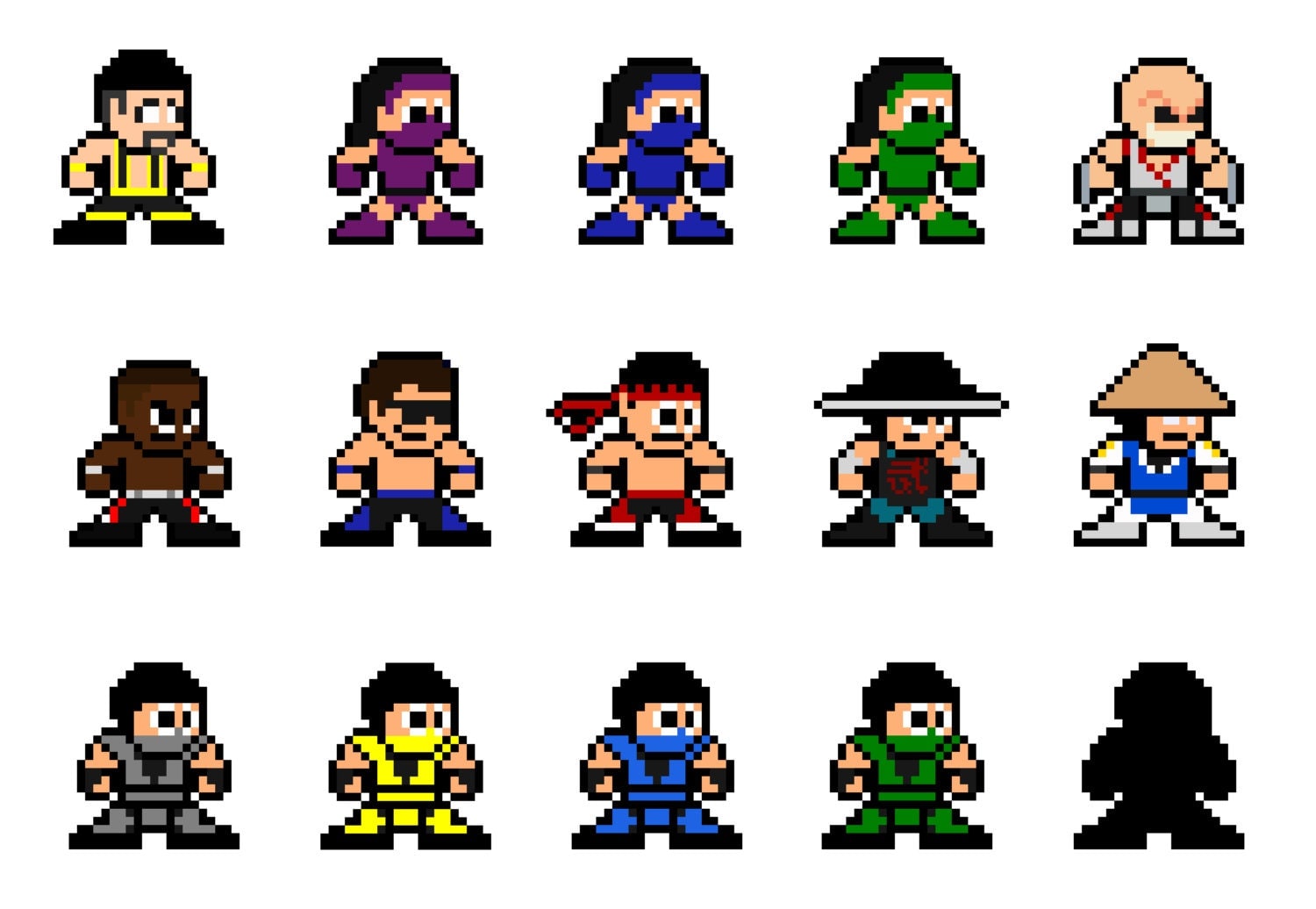 Pixel Art герои Mortal Kombat
