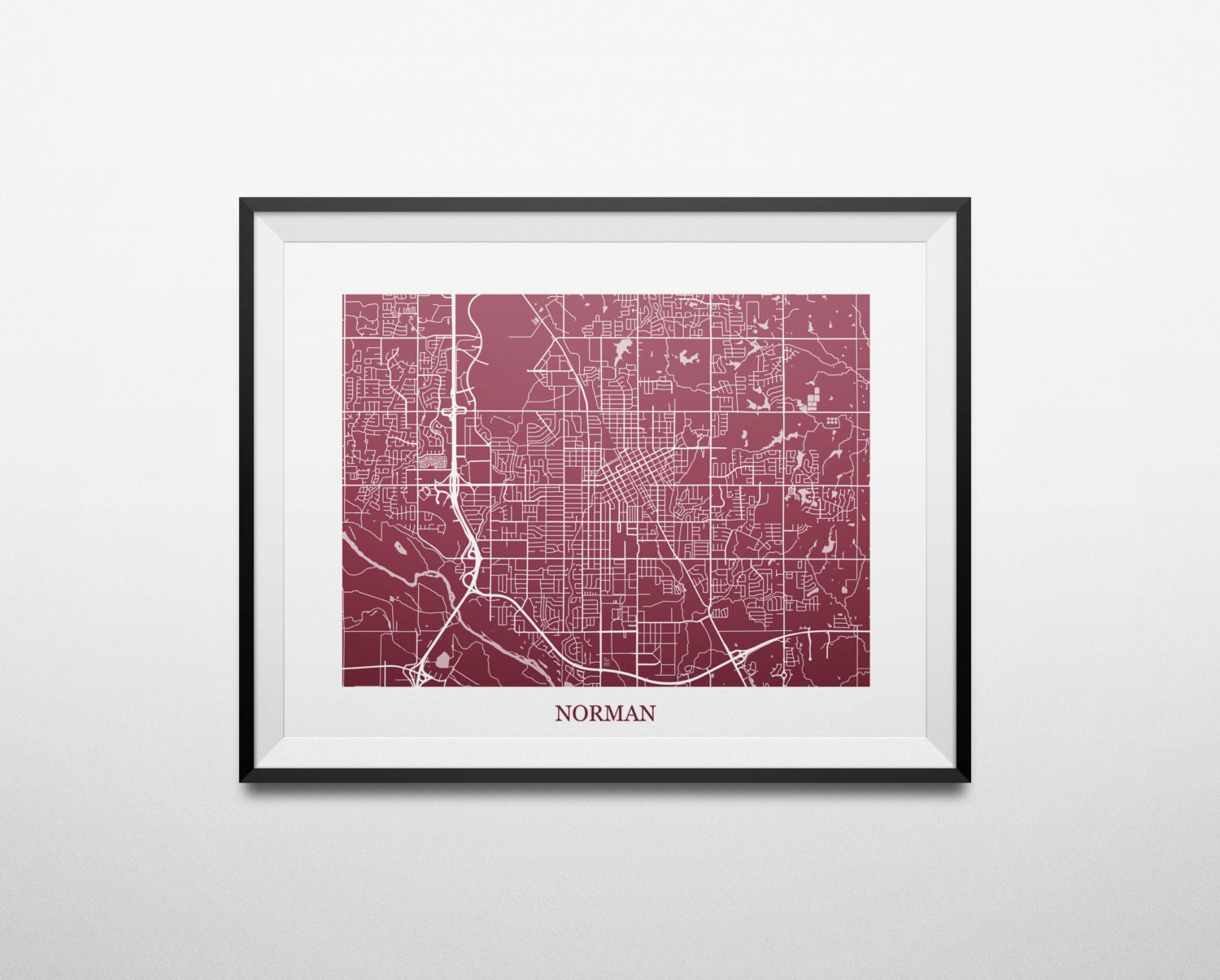 Norman Oklahoma Abstract Street Map Print