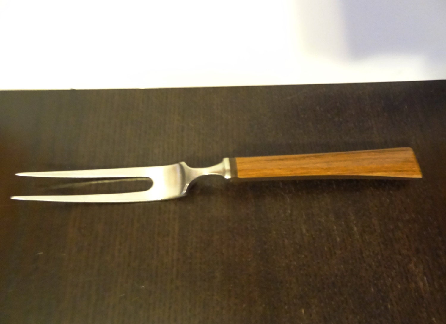 Vintage Faux Wood Carving Fork, Meat Serving Fork Mid Century Modern