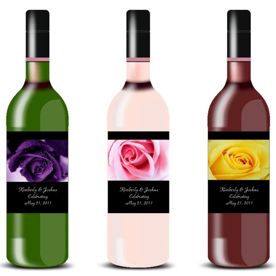 Wedding Wine Labels Rose Wine Labels Red Rose Wine Labels