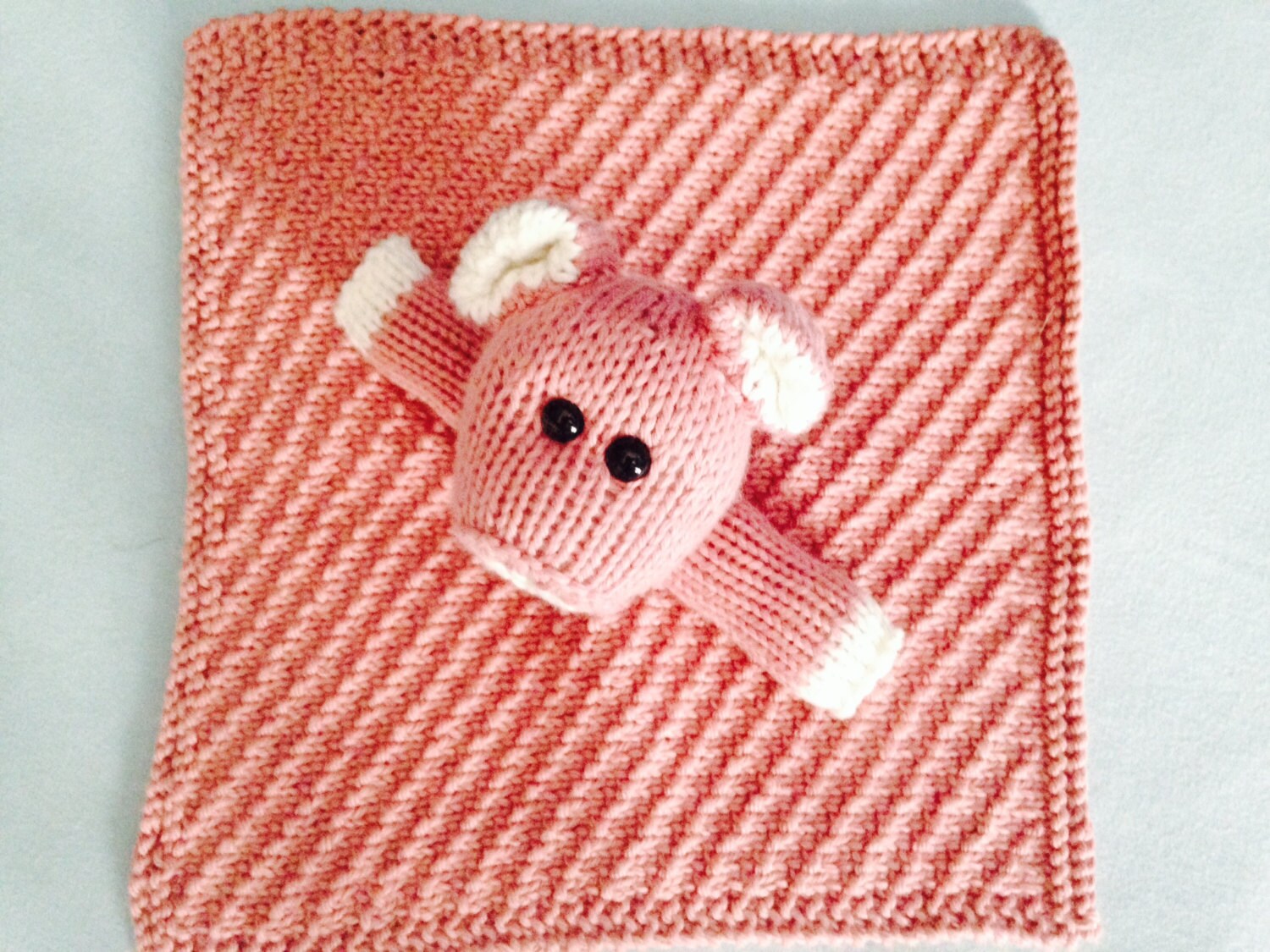 Piggy Lovey Blanket Stuffed Pig Baby Blanket Hand Knitted