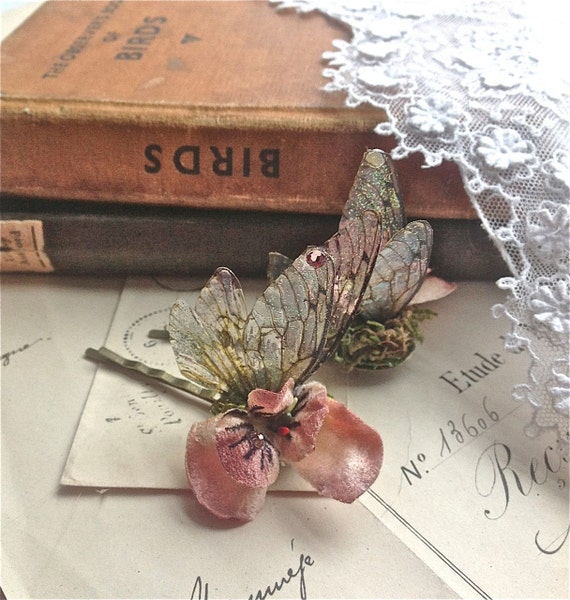 Pretty Flower Faerie wing hair adornment